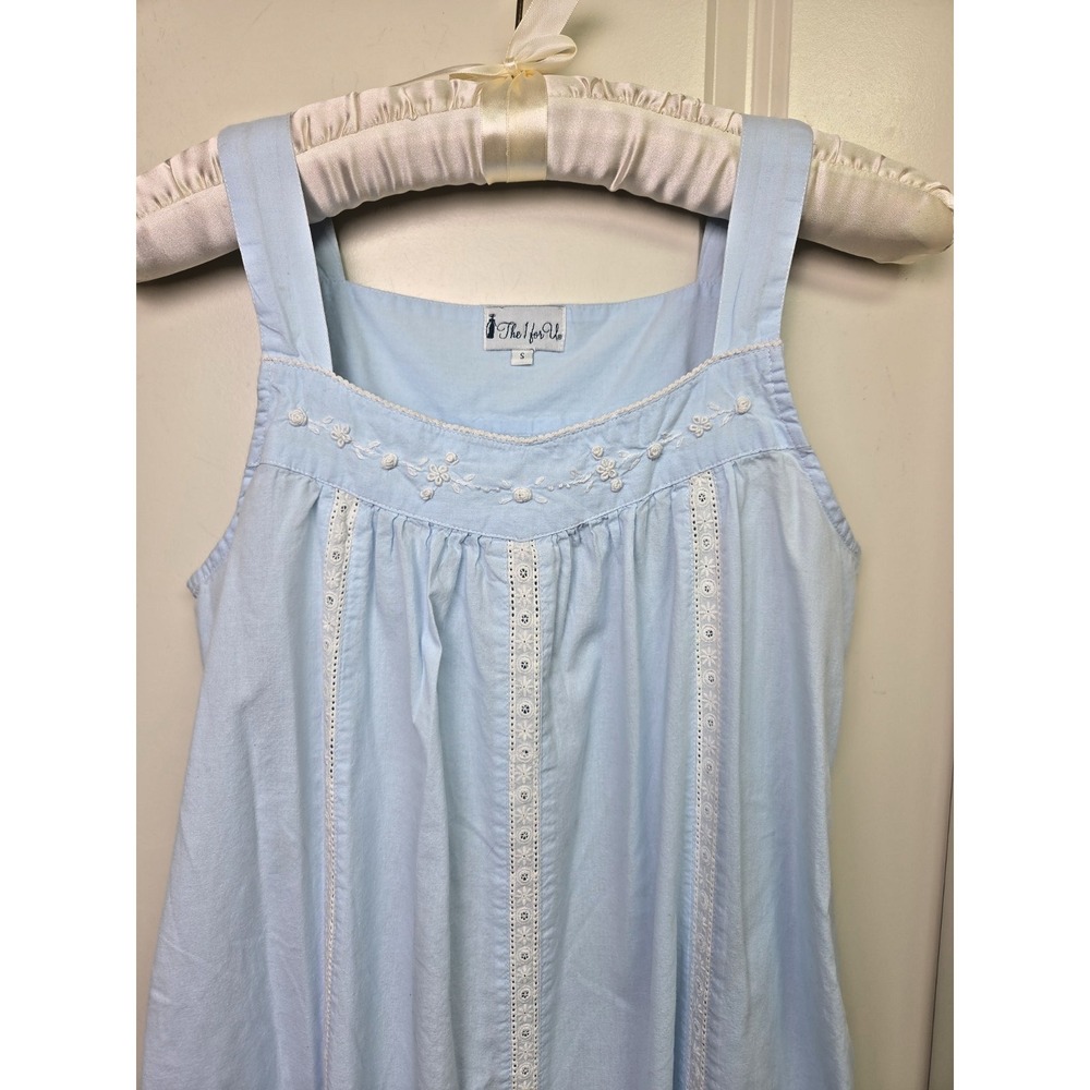 The 1 for U Meghan Nightgown 100% Cotton Blue Embroidered Sz S Cottage Prairie